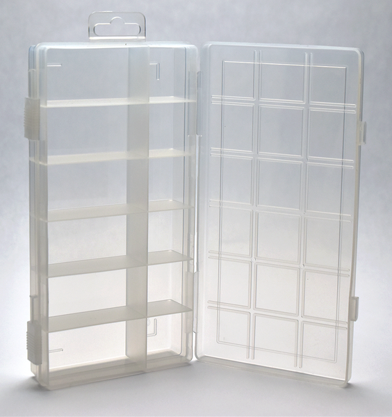 F-PP KIT BOX-6538 CLEAR PLASTIC TACKLE BOX 12 SECTIONS 6 LARGE / 6 SMALL